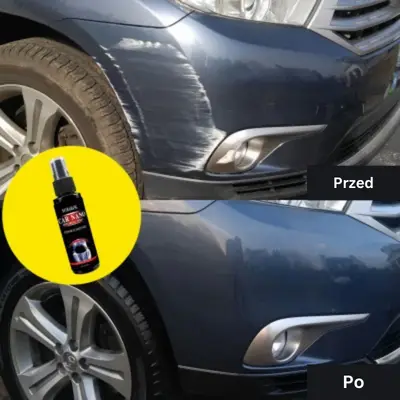 A before and after image of how car nano makes it look shiny