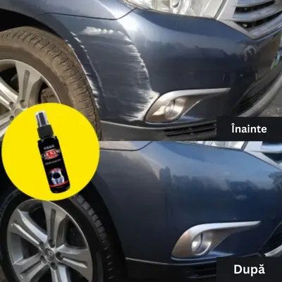 A before and after image of how car nano makes it look shiny